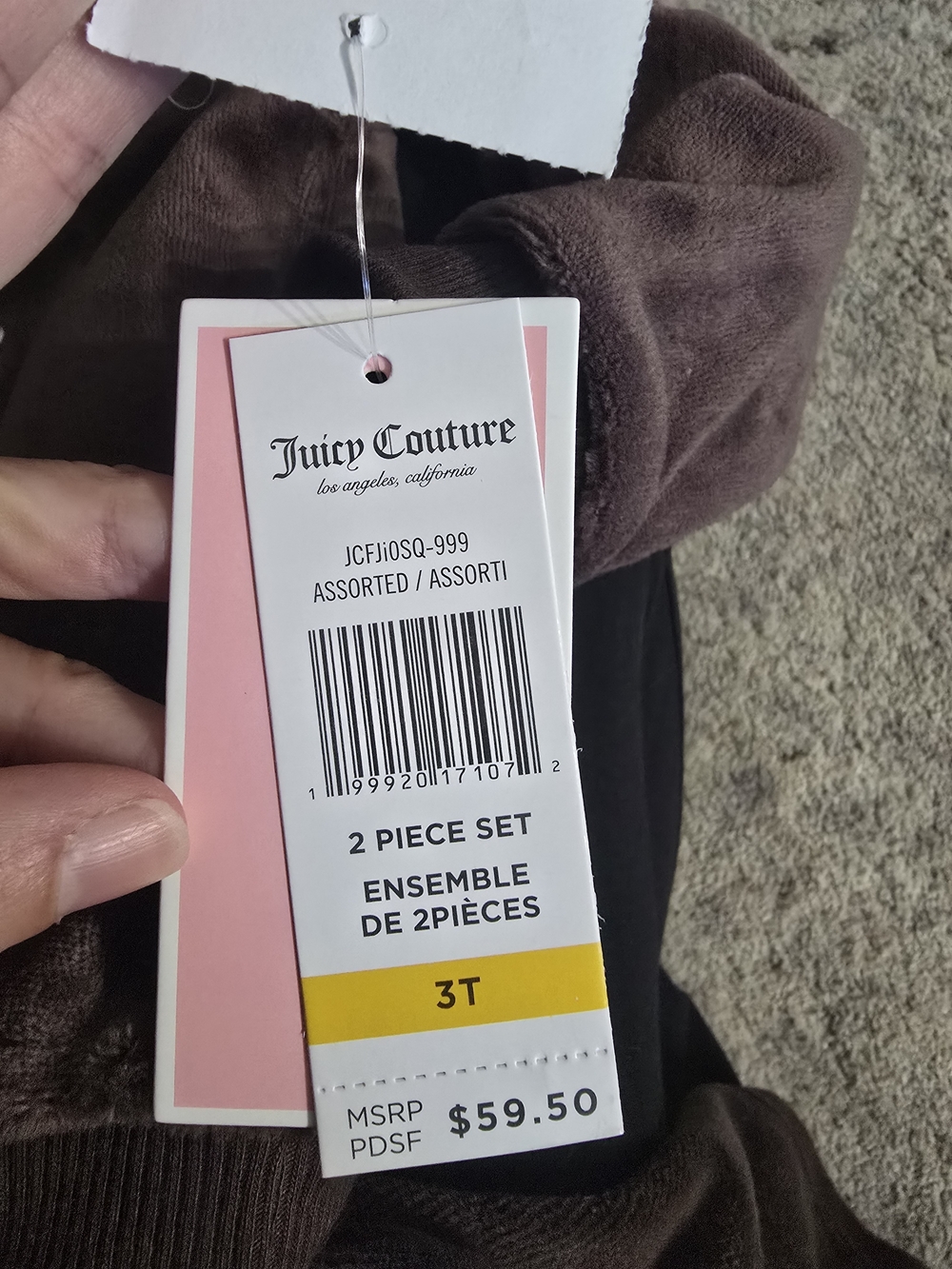 Juicy Couture Kids Brown Velour Matching Set with Pink Logo Size 3t NWT - Picture 5 of 5